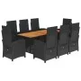 Set de comedor de jardín 9 pzas y cojines ratán sintético negro by , Garden sets - Ref: Foro24-3212276, Price: 1,00 €, Discou...
