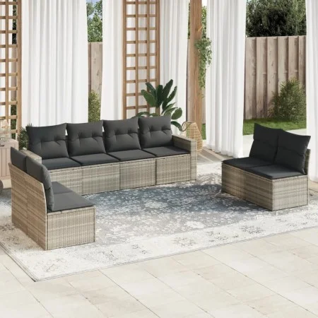 Gartensofa-Set, 8-teilig, mit grauen Kissen aus synthetischem Rattan. von , Gartensets - Ref: Foro24-3218842, Preis: 514,36 €...