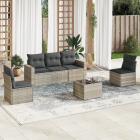 Gartensofagarnitur 6-teilig mit grauen Polstern aus synthetischem Rattan von , Gartensets - Ref: Foro24-3218792, Preis: 352,3...