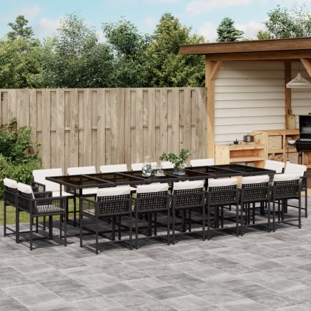 Set de muebles jardín 17 pzas con cojines ratán sintético negro by , Garden sets - Ref: Foro24-3211602, Price: 945,98 €, Disc...