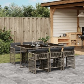 Garten-Essgruppe, 7-teilig, mit grauen Polstern aus synthetischem Rattan. von , Gartensets - Ref: Foro24-3211628, Preis: 399,...