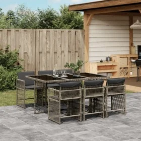 Set comedor jardín 7 pzas y cojines ratán sintético gris by , Garden sets - Ref: Foro24-3211628, Price: 460,96 €, Discount: %