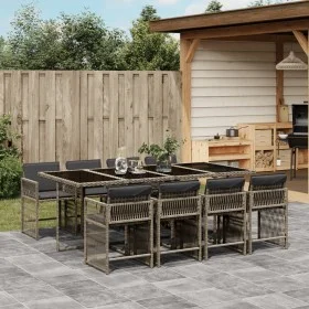 Set comedor jardín 9 pzas y cojines ratán sintético gris by , Garden sets - Ref: Foro24-3211640, Price: 612,94 €, Discount: %