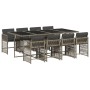Set comedor jardín 9 pzas y cojines ratán sintético gris by , Garden sets - Ref: Foro24-3211640, Price: 531,00 €, Discount: %