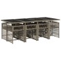 Set comedor jardín 9 pzas y cojines ratán sintético gris by , Garden sets - Ref: Foro24-3211640, Price: 531,00 €, Discount: %