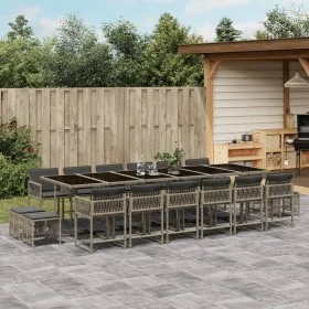 Set comedor de jardín 17 pzas y cojines ratán sintético gris by , Garden sets - Ref: Foro24-3211544, Price: 984,35 €, Discoun...
