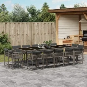 Set comedor de jardín con cojines 15 pzas ratán sintético gris by , Garden sets - Ref: Foro24-3211592, Price: 972,09 €, Disco...