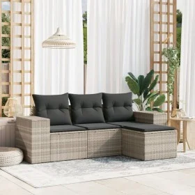 Set de sofás de jardín 4 pzas y cojines ratán sintético gris by , Garden sets - Ref: Foro24-3254809, Price: 297,37 €, Discoun...