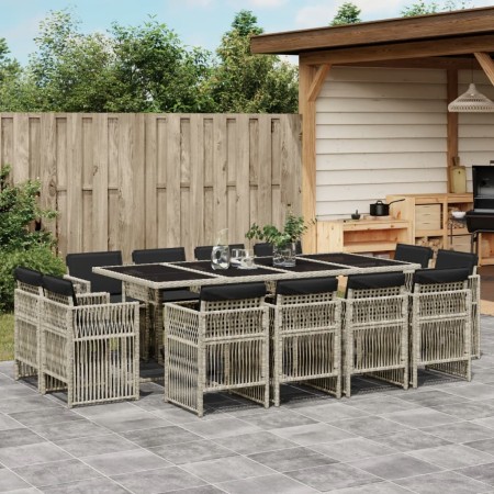Set comedor jardín y cojines 13 pzas ratán sintético gris claro de , Conjuntos de jardín - Ref: Foro24-3211043, Precio: 696,83 €