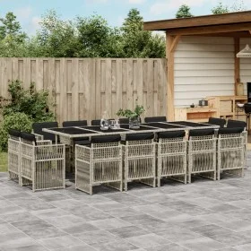 Set comedor jardín y cojines 15 pzas ratán sintético gris claro by , Garden sets - Ref: Foro24-3211055, Price: 958,73 €, Disc...