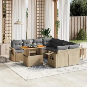 Set de sofás de jardín con cojines 9 pzas ratán sintético beige by , Garden sets - Ref: Foro24-3271682, Price: 599,57 €, Disc...