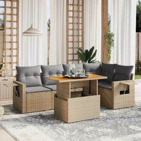 Gartensofa-Set mit 6-teiligen Kissen aus synthetischem Rattan in Beige. von , Gartensets - Ref: Foro24-3271745, Preis: 426,38...