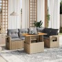 Gartensofa-Set mit 6-teiligen Kissen aus synthetischem Rattan in Beige. von , Gartensets - Ref: Foro24-3271745, Preis: 420,43...