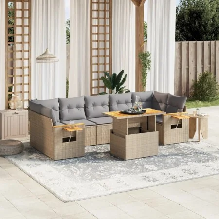 Juego de sofás de jardín con cojines beige 8 pzas ratán PE by , Garden sets - Ref: Foro24-3271668, Price: 562,78 €, Discount: %