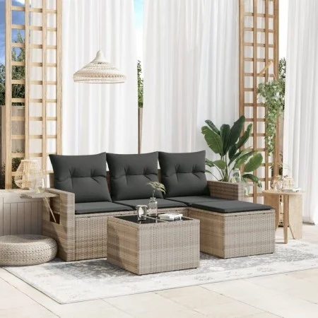Set de sofás de jardín 4 pzas y cojines ratán sintético gris by , Garden sets - Ref: Foro24-3252409, Price: 279,95 €, Discoun...