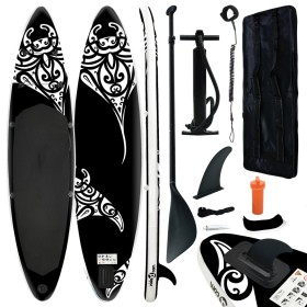 Schwarzes aufblasbares Paddle-Surfbrett-Set 305x76x15 cm von vidaXL, Paddleboards - Ref: Foro24-92746, Preis: 253,16 €, Rabat...