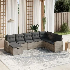Gartensofa-Set, 8-teilig, mit grauen Kissen aus synthetischem Rattan. von , Gartensets - Ref: Foro24-3263588, Preis: 538,72 €...