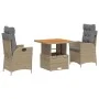 Set comedor de jardín 3 pzas con cojines ratán sintético beige by , Garden sets - Ref: Foro24-3277481, Price: 388,49 €, Disco...