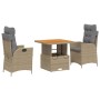 Set comedor de jardín 3 pzas con cojines ratán sintético beige by , Garden sets - Ref: Foro24-3277481, Price: 350,20 €, Disco...