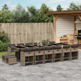 Set comedor de jardín 17 pzas y cojines ratán sintético gris by , Garden sets - Ref: Foro24-3211184, Price: 1,00 €, Discount: %