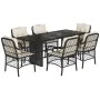 Set de comedor de jardín 7 pzas y cojines ratán sintético negro de , Conjuntos de jardín - Ref: Foro24-3212054, Precio: 753,9...