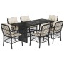 Set de comedor de jardín 7 pzas y cojines ratán sintético negro by , Garden sets - Ref: Foro24-3212054, Price: 654,62 €, Disc...