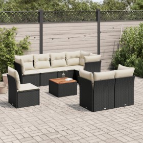 Set de sofás de jardín 8 piezas y cojines ratán sintético negro de , Conjuntos de jardín - Ref: Foro24-3256070, Precio: 561,52 €
