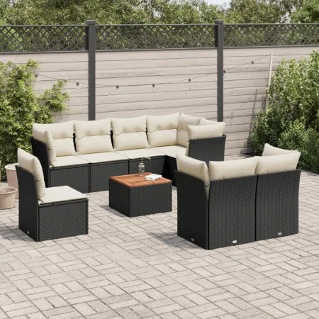 Set de sofás de jardín 8 piezas y cojines ratán sintético negro by , Garden sets - Ref: Foro24-3256070, Price: 553,68 €, Disc...