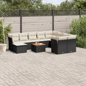 Set de sofás de jardín 11 pzas y cojines ratán sintético negro von , Gartensets - Ref: Foro24-3256301, Preis: 631,63 €, Rabat...