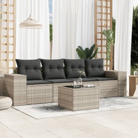 Set de sofás jardín y cojines 5 pzas ratán sintético gris claro by , Garden sets - Ref: Foro24-3254629, Price: 333,95 €, Disc...