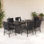 Garten-Essgruppe 7-teilig mit schwarzen Polstern aus synthetischem Rattan. von , Gartensets - Ref: Foro24-3212056, Preis: 642...