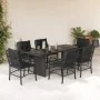 Set de comedor de jardín 7 pzas y cojines ratán sintético negro de , Conjuntos de jardín - Ref: Foro24-3212056, Precio: 725,3...