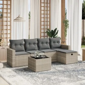 Gartensofagarnitur 6-teilig mit grauen Polstern aus synthetischem Rattan von , Gartensets - Ref: Foro24-3263478, Preis: 374,1...