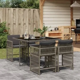 Garten-Essgruppe, 5-teilig, mit grauen Polstern aus synthetischem Rattan von , Gartensets - Ref: Foro24-3211616, Preis: 308,3...