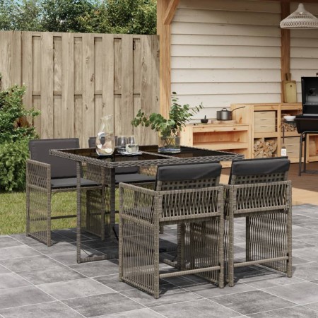 Garten-Essgruppe, 5-teilig, mit grauen Polstern aus synthetischem Rattan von , Gartensets - Ref: Foro24-3211616, Preis: 267,0...