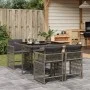 Garten-Essgruppe, 5-teilig, mit grauen Polstern aus synthetischem Rattan von , Gartensets - Ref: Foro24-3211616, Preis: 308,3...