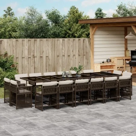 Set de muebles jardín 17 pzas y cojines ratán sintético marrón by , Garden sets - Ref: Foro24-3211785, Price: 1,00 €, Discoun...