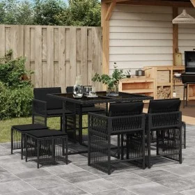 Set de comedor de jardín 9 pzas y cojines ratán sintético negro by , Garden sets - Ref: Foro24-3211675, Price: 397,23 €, Disc...