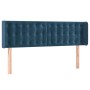 Cabecero con LED de terciopelo azul oscuro 147x16x78/88 cm