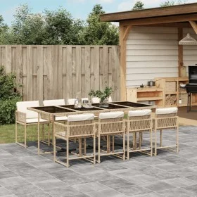 Set comedor de jardín 9 pzas con cojines ratán sintético beige de , Conjuntos de jardín - Ref: Foro24-3211462, Precio: 571,82...