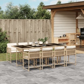 Set comedor de jardín 9 pzas con cojines ratán sintético beige by , Garden sets - Ref: Foro24-3211462, Price: 501,70 €, Disco...