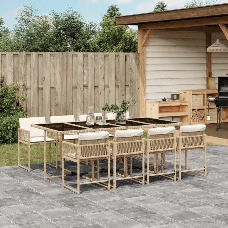 Garten-Essgruppe 9-teilig mit Kissen aus synthetischem Rattan in Beige. von , Gartensets - Ref: Foro24-3211462, Preis: 571,76...