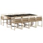 Set comedor de jardín 9 pzas con cojines ratán sintético beige by , Garden sets - Ref: Foro24-3211462, Price: 459,49 €, Disco...