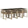 Garten-Essgruppe 9-teilig mit Kissen aus synthetischem Rattan in Beige. von , Gartensets - Ref: Foro24-3211462, Preis: 571,76...