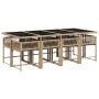 Set comedor de jardín 9 pzas con cojines ratán sintético beige by , Garden sets - Ref: Foro24-3211462, Price: 459,49 €, Disco...