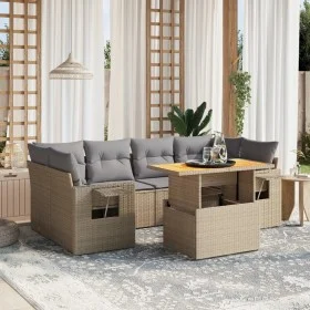 Set sofás de jardín 7 piezas y cojines ratán sintético beige by , Garden sets - Ref: Foro24-3271654, Price: 479,73 €, Discoun...