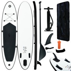 Juego de tabla de paddle surf hinchable negro y blanco
