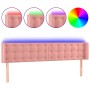 Cabecero con LED de terciopelo rosa 163x16x78/88 cm