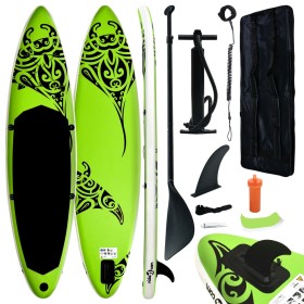 Juego de tabla de paddle surf inflable verde 366x76x15 cm