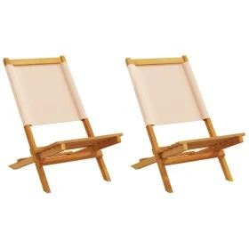 Sillas de jardín 2 uds madera maciza acacia y tela beige by , Garden chairs - Ref: Foro24-367693, Price: 108,55 €, Discount: %